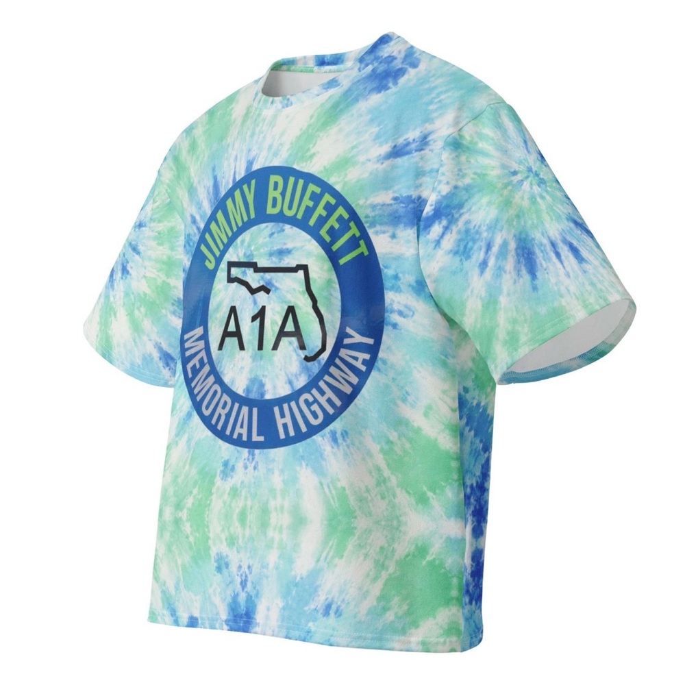 Unisex Jimmy Buffett A1A Memorial Highway Tie-Dye Tee - Blue & Green